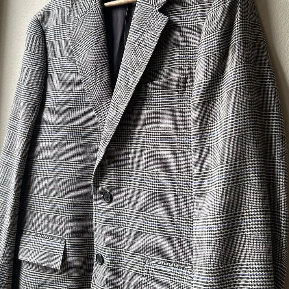 J.Crew Grey Kenmare Relaxed-fit Checkered blazer in cotton-linen blend Sz 40L